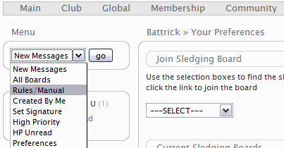 Image showing how to access the Sledging Rules